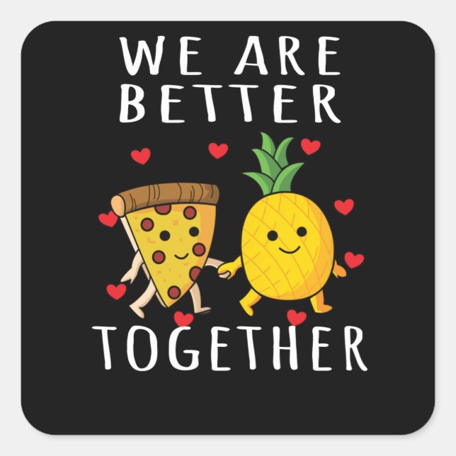 Pizza Hawaii Ananas Pizza Food Quadratischer Aufkleber (Vorderseite)