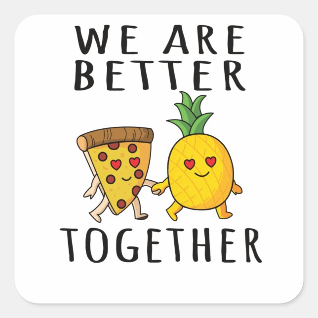 Pizza Hawaii Ananas Pizza Food Quadratischer Aufkleber (Vorderseite)