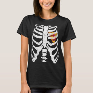 Pizza Heart in Xray Ribcage Skeleton Kostüme Men W T-Shirt