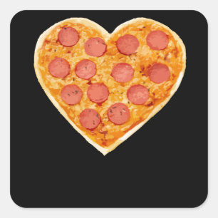 Pizza Heart Quadratischer Aufkleber