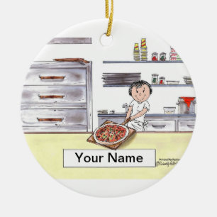 Pizza-Hersteller - Frau Keramikornament
