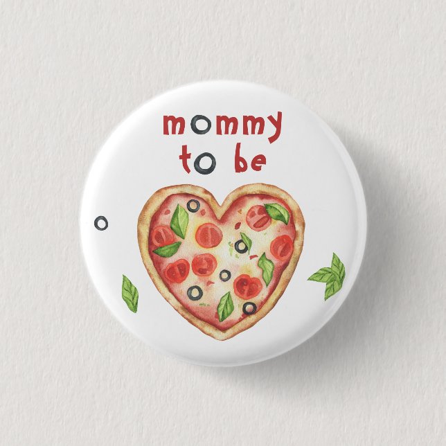 Pizza-Herz-Baby-Party - werdende Mutter Button (Vorderseite)