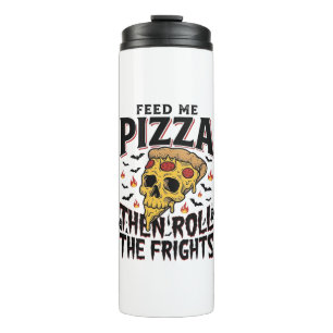Pizza-Horror-Shirt Vintage-Gravur Filmnacht D Thermosbecher