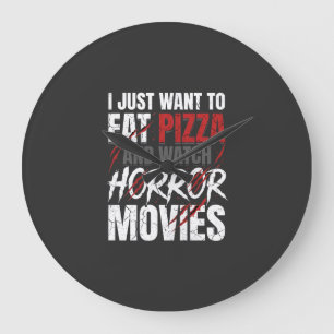 Pizza-Horrorfilme-Halloween-Design_1 Große Wanduhr
