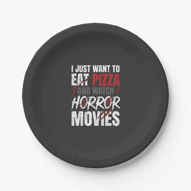 Pizza-Horrorfilme-Halloween-Design_1 Pappteller (Vorderseite)