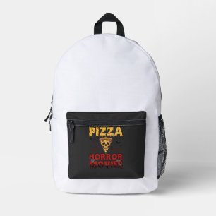 Pizza-Horrorfilme Halloween-Totenkopf-Fledermäuse Bedruckter Rucksack