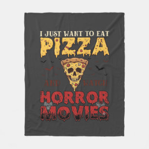 Pizza-Horrorfilme Halloween-Totenkopf-Fledermäuse Fleecedecke