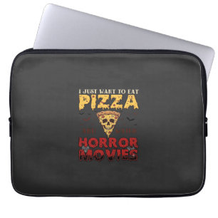 Pizza-Horrorfilme Halloween-Totenkopf-Fledermäuse Laptopschutzhülle