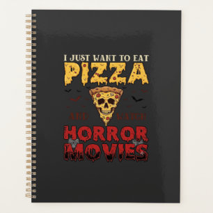 Pizza-Horrorfilme Halloween-Totenkopf-Fledermäuse Planer