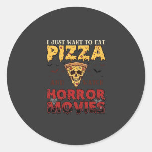 Pizza-Horrorfilme Halloween-Totenkopf-Fledermäuse Runder Aufkleber