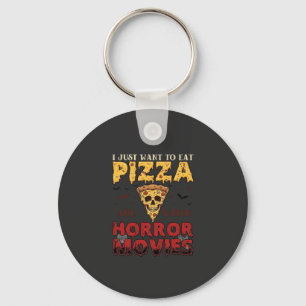 Pizza-Horrorfilme Halloween-Totenkopf-Fledermäuse  Schlüsselanhänger