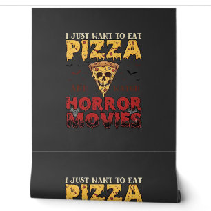 Pizza-Horrorfilme Halloween-Totenkopf-Fledermäuse Tapete