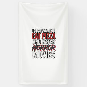 Pizza-Horrorfilme Vintage-Halloween-Typografie S Banner