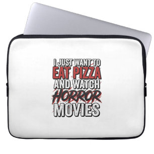 Pizza-Horrorfilme Vintage-Halloween-Typografie S Laptopschutzhülle
