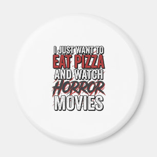 Pizza-Horrorfilme Vintage-Halloween-Typografie S Magnet