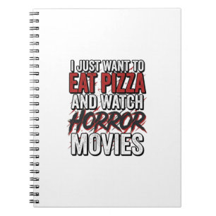 Pizza-Horrorfilme Vintage-Halloween-Typografie S Notizblock