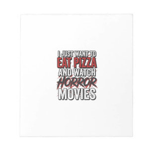 Pizza-Horrorfilme Vintage-Halloween-Typografie S Notizblock