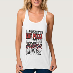 Pizza-Horrorfilme Vintage-Halloween-Typografie S Tank Top