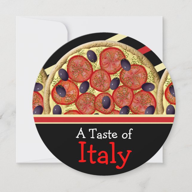 Pizza Illustration Fast Food Italienisches Party Einladung (Vorderseite)