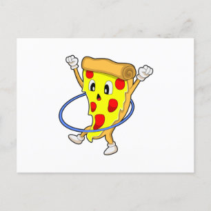 Pizza im Fitnessstudio mit Fitnessreifen.PNG Postkarte