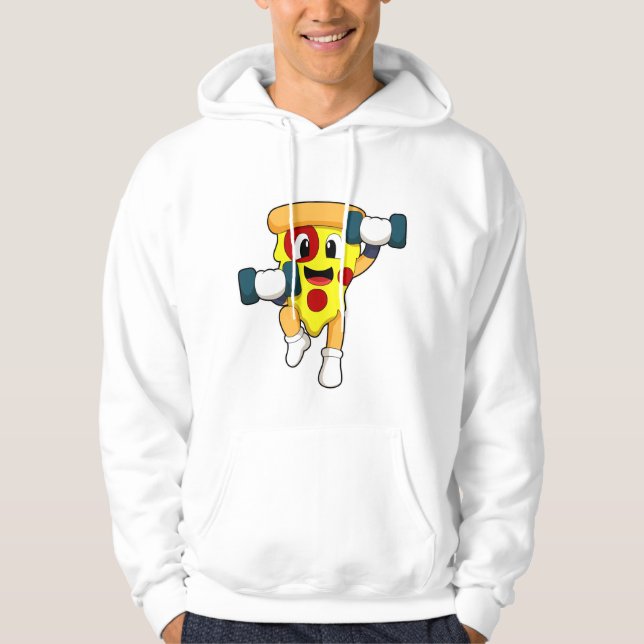 Pizza in Fitness mit Dumbells Hoodie (Vorderseite)