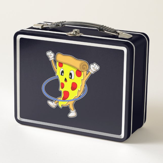 Pizza in Fitness mit Reifen der Fitness.PNG Metall Brotdose (Vorderseite)