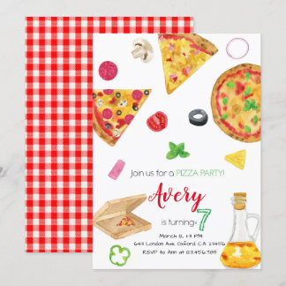 Pizza Invitation, Pizza lädt ein, Pizza Birthday Einladung