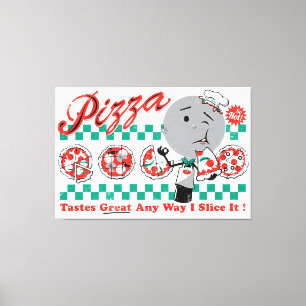 Pizza irgendeine Scheibe der Weisen-I es Retro Leinwanddruck