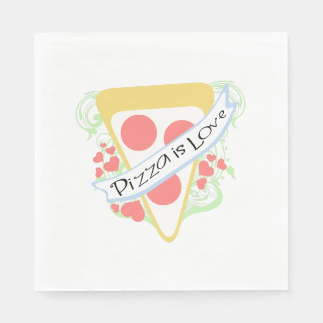 Pizza ist Liebe Serviette (Vorderseite)