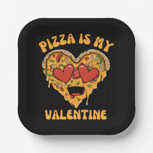 Pizza ist mein Valentine Pappteller