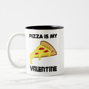 Pizza ist mein Valentine Zweifarbige Tasse