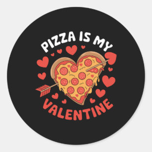 Pizza ist mein Valentiner Valentinstag Herz Pepper Runder Aufkleber