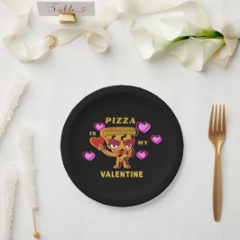 Pizza ist mein Valentinin Heart Liebe Spaß Pappteller