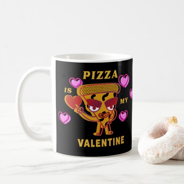 Pizza ist meine Liebe im Herzen des Valentins Kaffeetasse (Mit Donut)