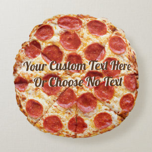 Pizza Italian Food Pepperoni Käse   Benutzerdefin Rundes Kissen