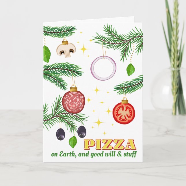 Pizza Italian restaurant catering Christmas Feiertagskarte (Vorderseite)