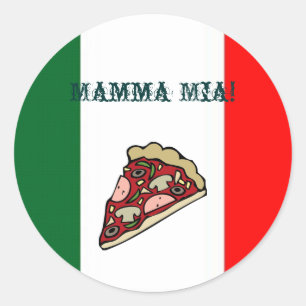 Pizza-Italien-Flaggen-Aufkleber Runder Aufkleber