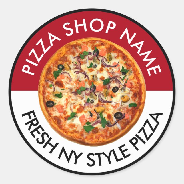Pizza Italien Restaurant Thème Sticker Étiquette (Devant)