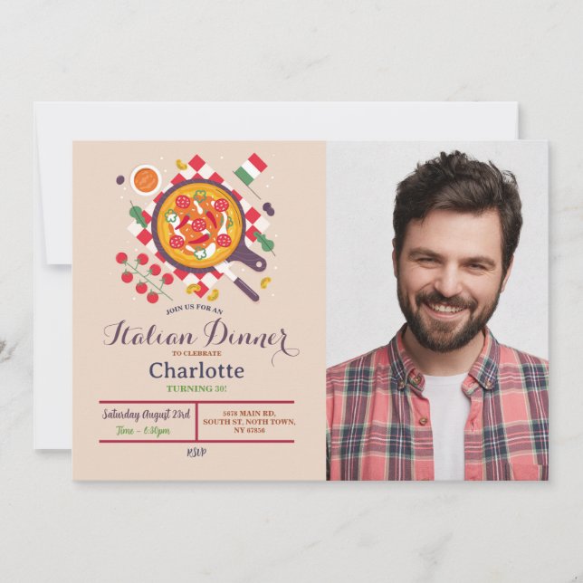 Pizza Italienisches Abendessen Geburtstagsparty Mi Einladung (Vorderseite)
