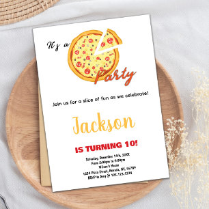 Pizza jaune orange blanc rouge Invitations Anniver