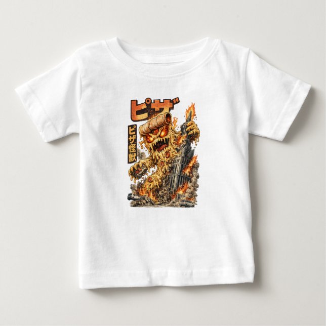 Pizza Kaiju – The Cheesy Destruction Baby T-shirt (Vorderseite)