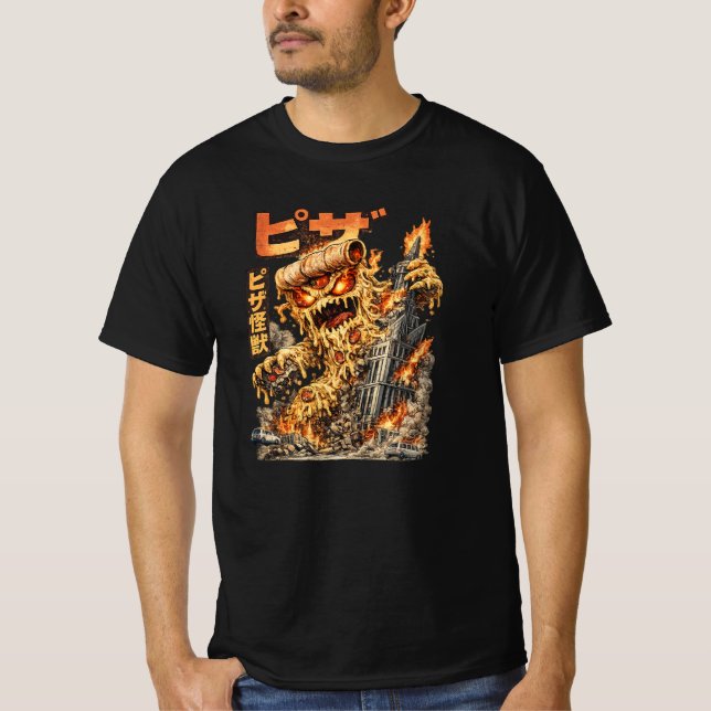 Pizza Kaiju – The Cheesy Destruction T-Shirt (Vorderseite)
