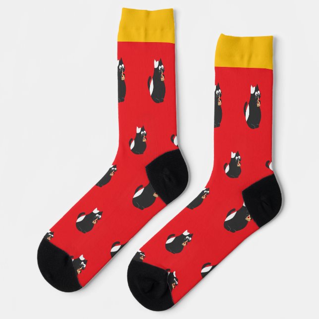 Pizza-Katzen-Socken Socken (Linkes Detail)