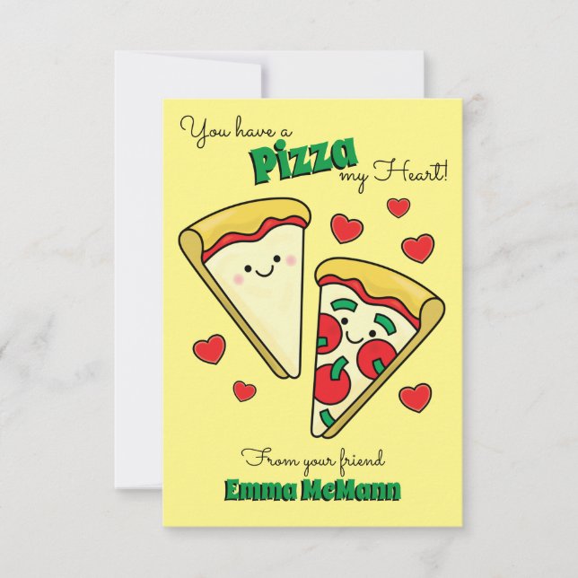 Pizza Kids Classroom Valentine Karten (Vorderseite)