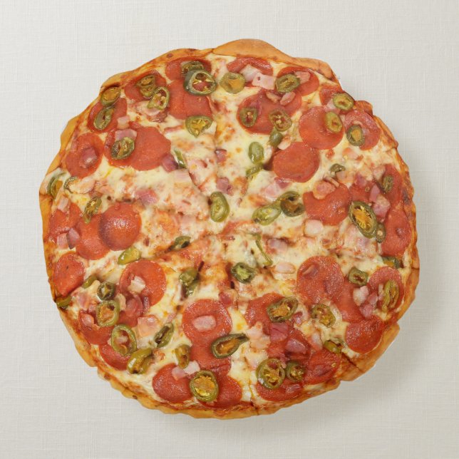 Pizza-Kissen - runder Pizza-Wurf Rundes Kissen (Rückseite)