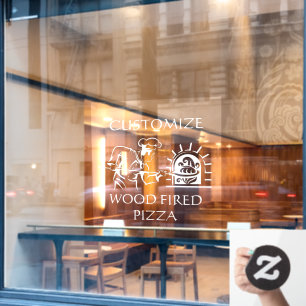 Pizza Koch Fired Brick Oven Pizzeria individuell z Fensteraufkleber