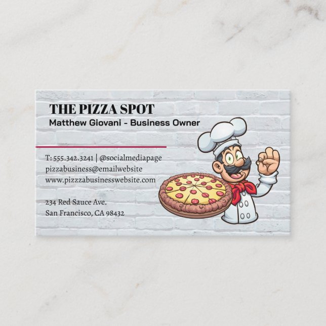 Pizza Koch Holding Pie Visitenkarte (Vorderseite)