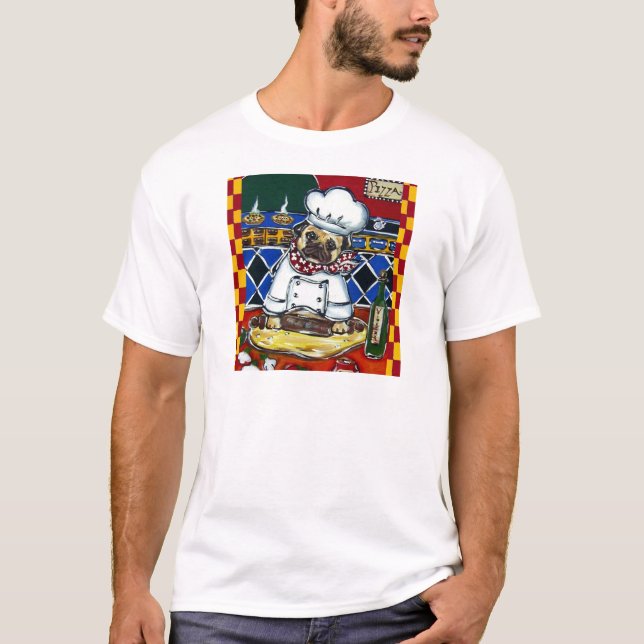 Pizza Koch Mops T-Shirt (Vorderseite)