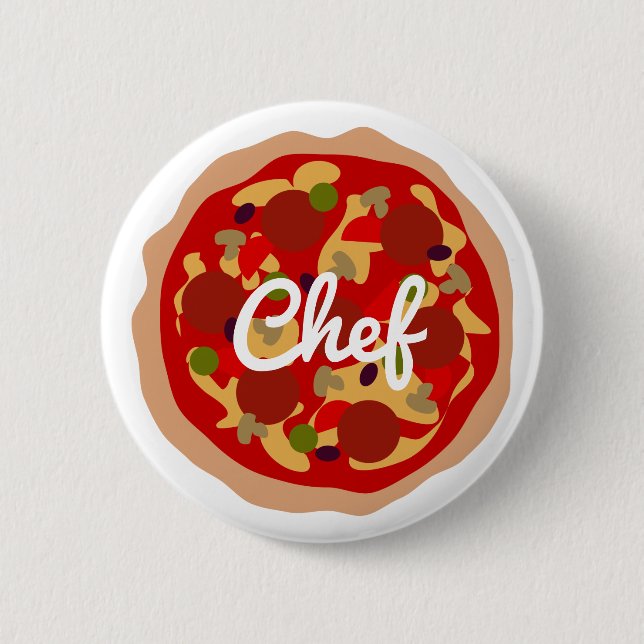 Pizza-Koch rundes pinback Knopf-Namen-Abzeichen Button (Vorderseite)