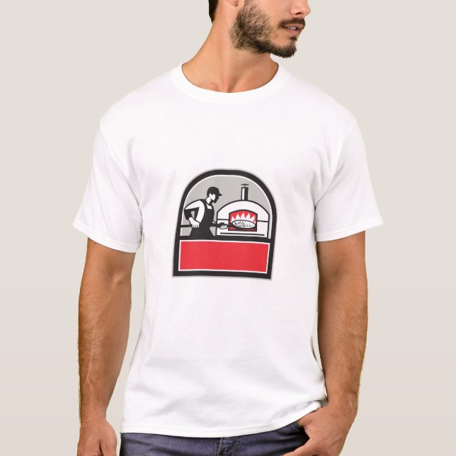 Pizza-Koch-Schalen-Holz abgefeuertes Ofen-Wappen T-Shirt (Vorderseite)